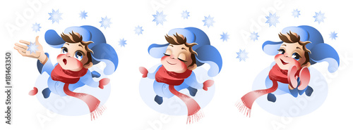 Cute boy enjoying the first snow