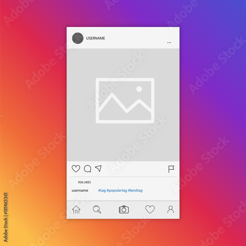 Mockup of social network photo frame inspired by social media. Modern design. Vector illustration.