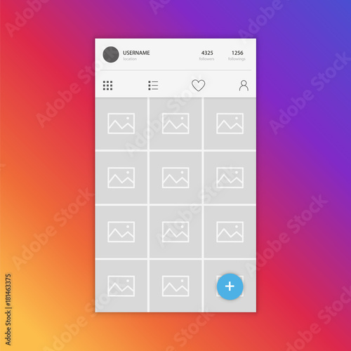 Mockup of social network profile inspired by social media. Modern design. Vector illustration.