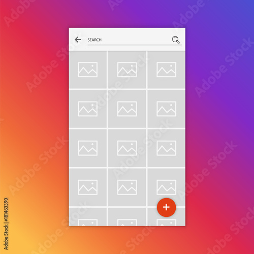 Mockup of social network search inspired by social media. Modern design. Vector illustration.