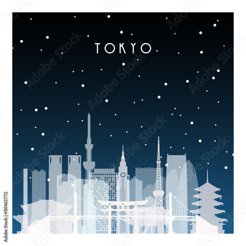Canvas Print Winter night in Tokyo