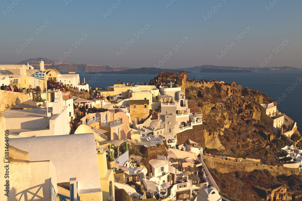 sea  in architecture    europe cyclades santorini old town white and the sky