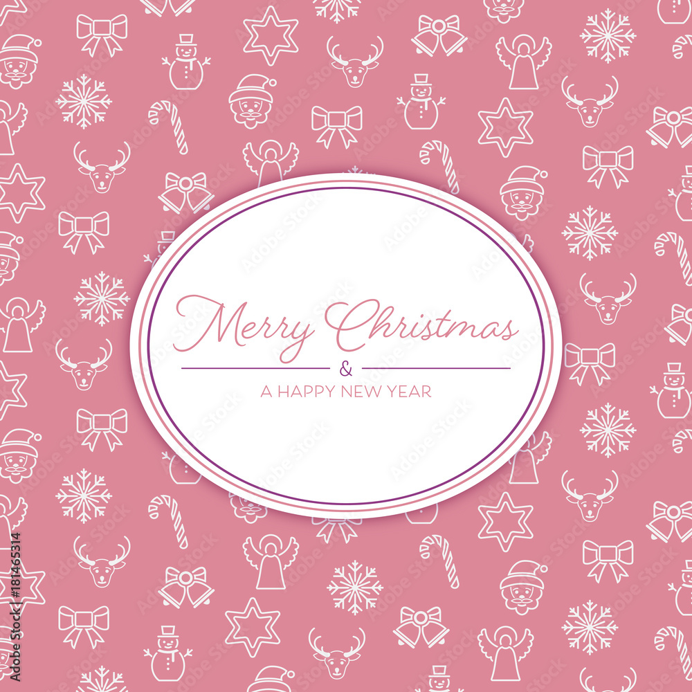 Merry Christmas - Hintergrund mit Textfeld (Altrosa)