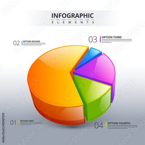 3D infographic element, or pie graph with five (5) steps .