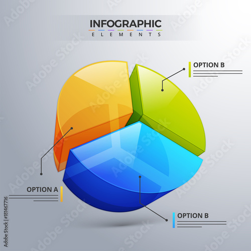 3D infographic element, or graph with three (3) steps .