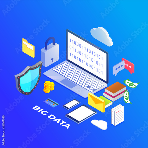 Big data, machine alogorithms concept saftey and security concept. Fin-tech (financial technology) background.
