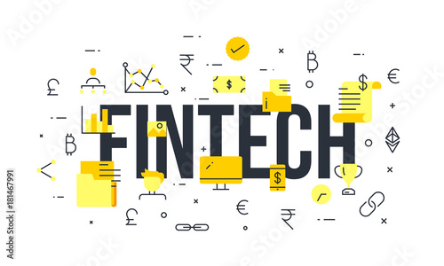 Fin-tech (financial technology) mechanism background.