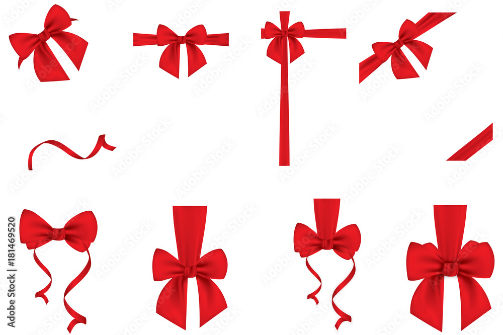 Set Of Wrapped Red Ribbons Stock Illustration - Download Image Now