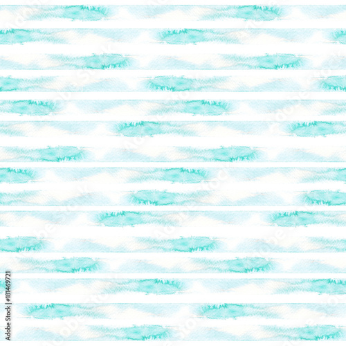 Watercolor hand drawn illustration seamless pattern background with abstract blue and white colors strips isolated