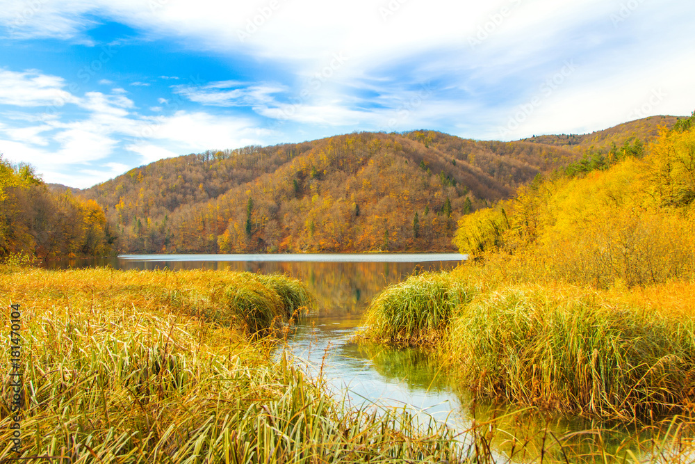 Beautiful landscape, in Plitvice Lakes National Park in Croatia in autumn Beautiful landscape, in Plitvice Lakes National Park in Croatia in autumn