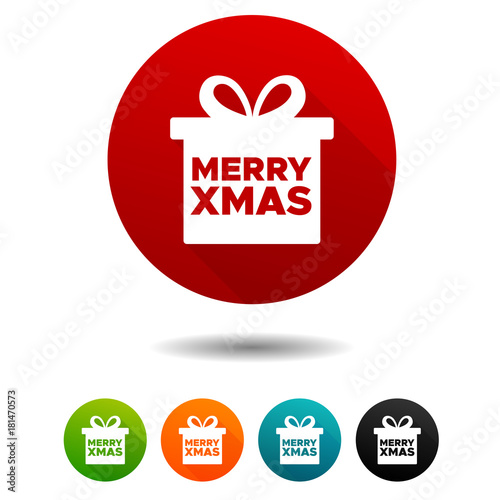 Christmas icons. Present box signs. Merry Christmas symbol. Vector Circle web buttons.