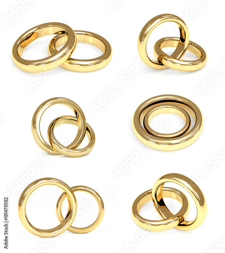 Set of gold wedding rings
