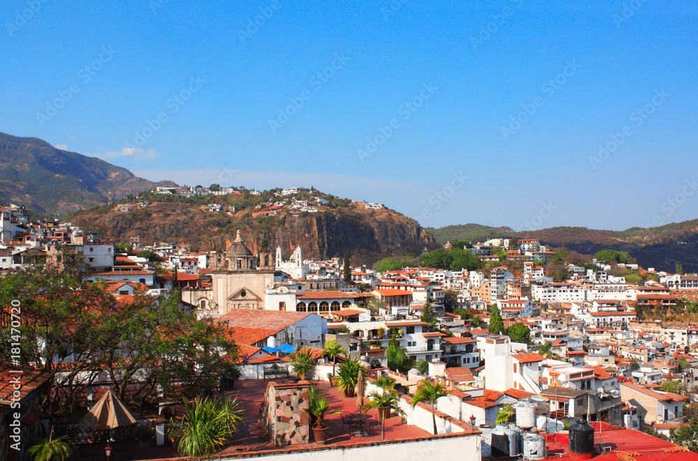 Arieal view of Taxco de Alarcon city, Mexico