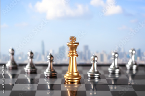 Chess business idea for competition, success and leadership concept