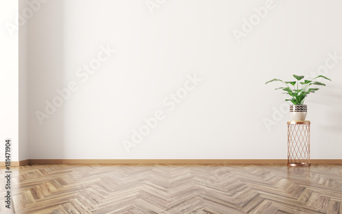 Room with plant interior background 3d rendering