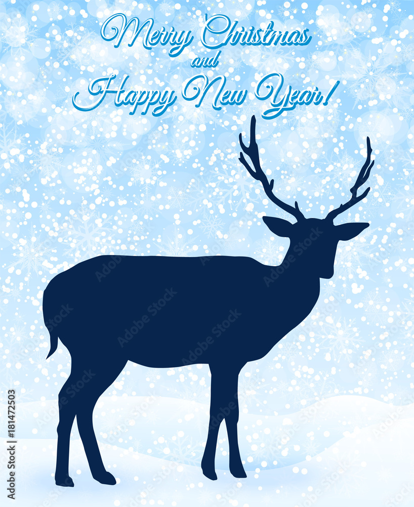 Christmas greeting card with deer Christmas greeting card with deer