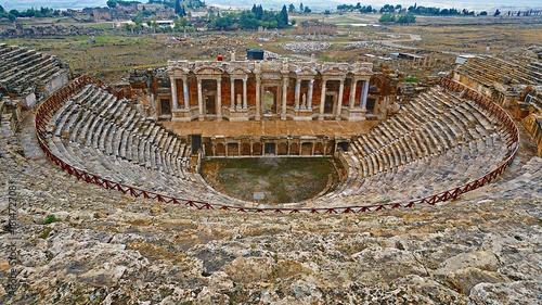 Ruins of ancient Greek-Roman amphitheatre in Myra, old name - Demre, Turkey. Myra is an antique town in Lycia where the small town of Kale is situated today in present day Antalya Province of Turkey.