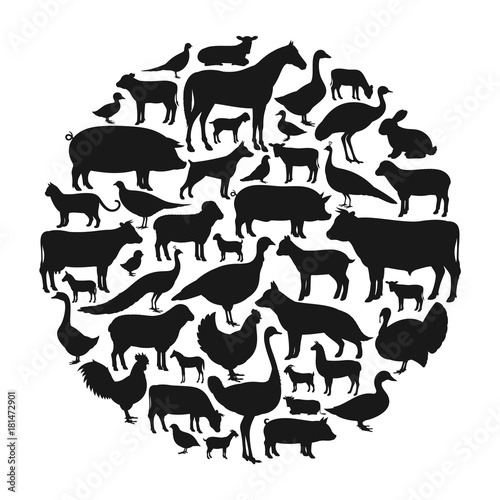 Vector farm animals silhouettes