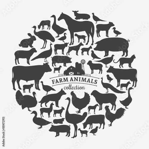 Vector farm animals silhouettes