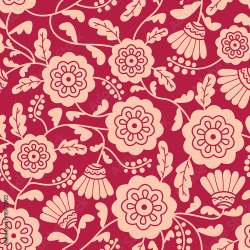  Doodle style flowers vector seamless pattern