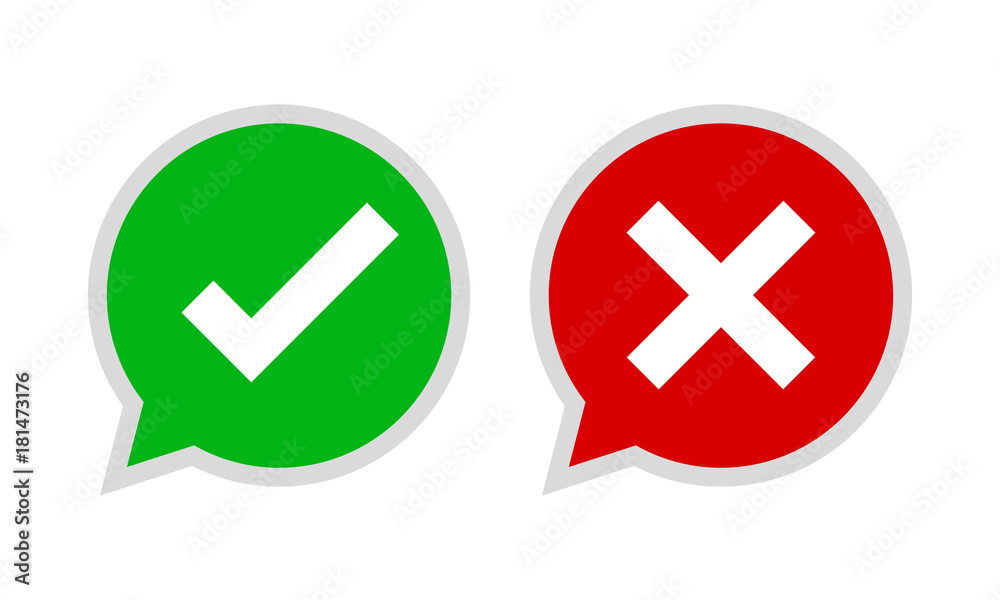 Yes and No check marks. Vector illustration. Yes and No check marks. Vector illustration.