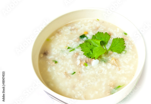 Thai style of rice gruel in bowl