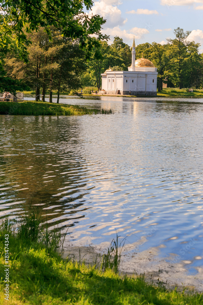 Fototapeta premium Petersburg, Russia - June 29, 2017: Turkish bath pavilion on in Tsarskoye Selo Pushkin, St.Petersburg, Russia.