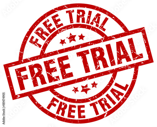 free trial round red grunge stamp