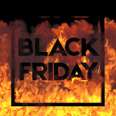 Black friday salt on fire background. Hot for holiday and event, show, party, website, banner, dvd.