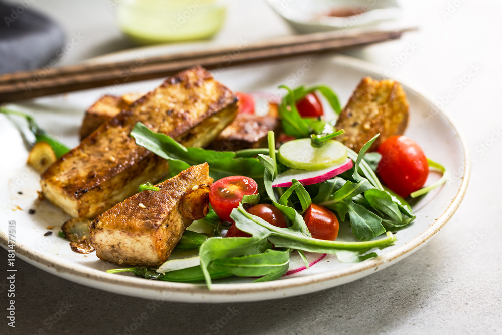 Tofu steak with Snow Peas and Rocket Salad Tofu steak with Snow Peas and Rocket Salad