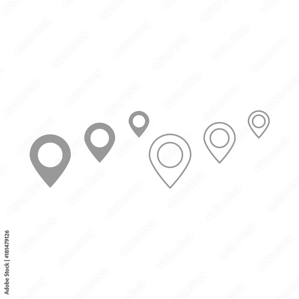 Location way icon. Grey set . Location way icon. Grey set .