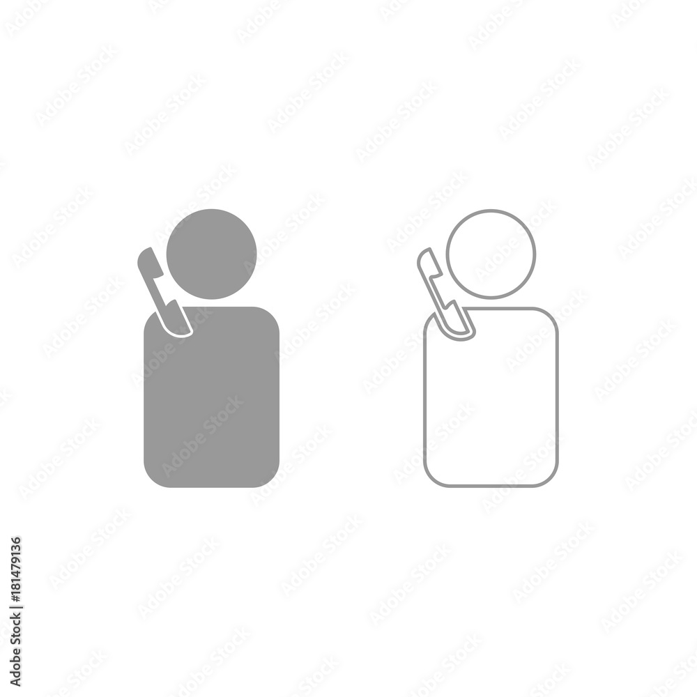 Man with telephone icon. Grey set . Man with telephone icon. Grey set .