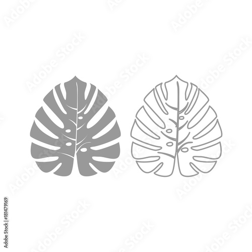 Tropical leaf icon. Grey set .