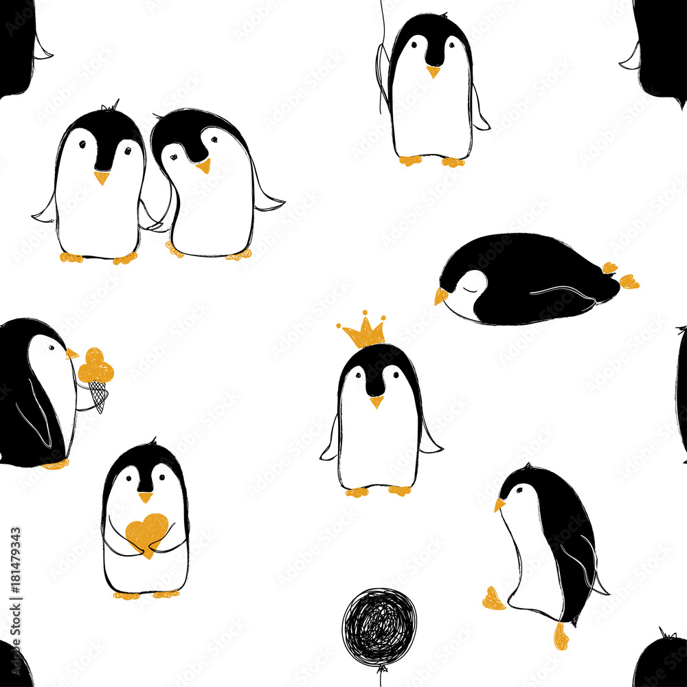 Obraz premium Seamless Pattern Of Penguins.