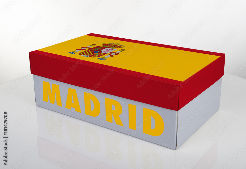 White shoe box with Spanish flag White shoe box with Spanish flag