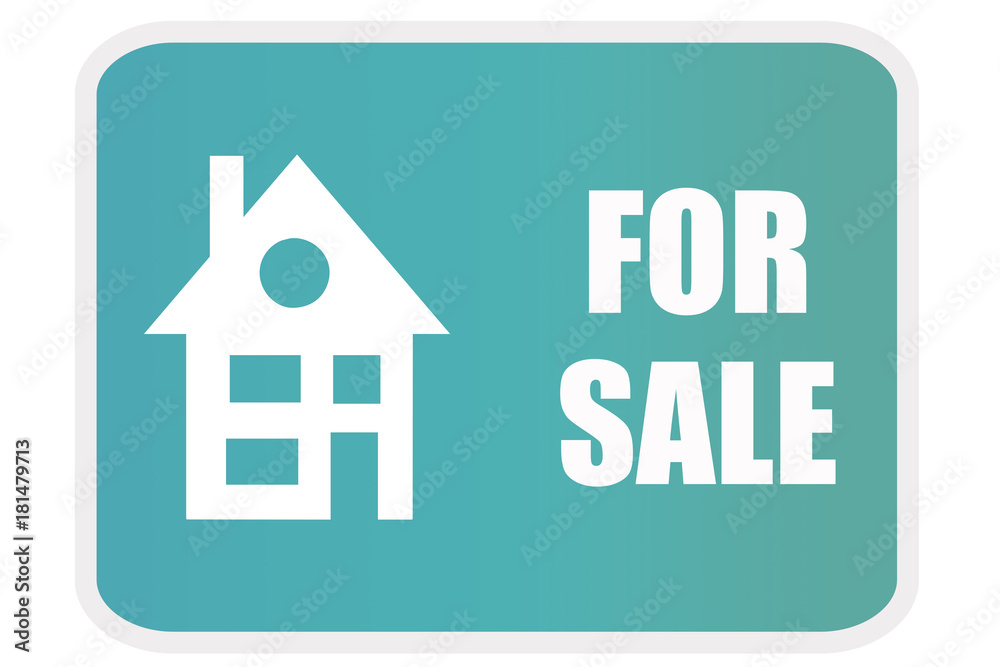 Cartel azul de vivienda en venta. Cartel azul de vivienda en venta.