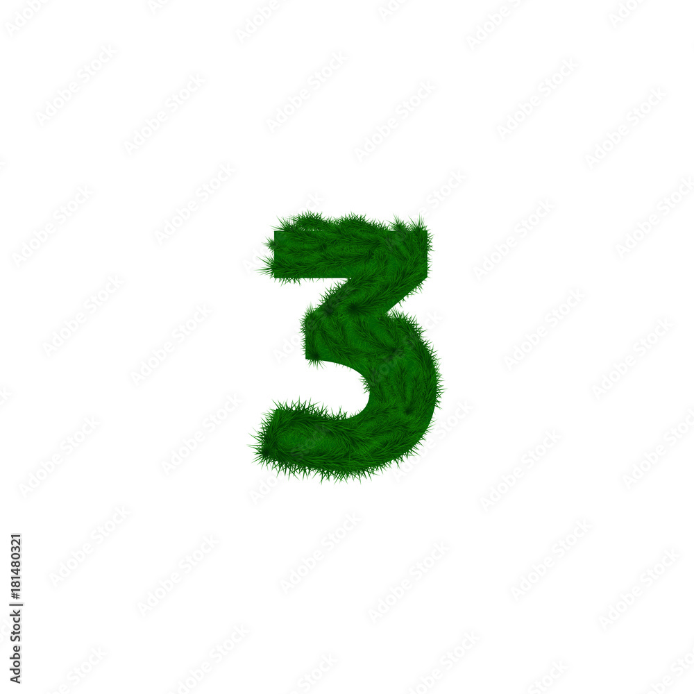 numbers decorated with pine branches. Number- 3. Three. numbers decorated with pine branches. Number- 3. Three.