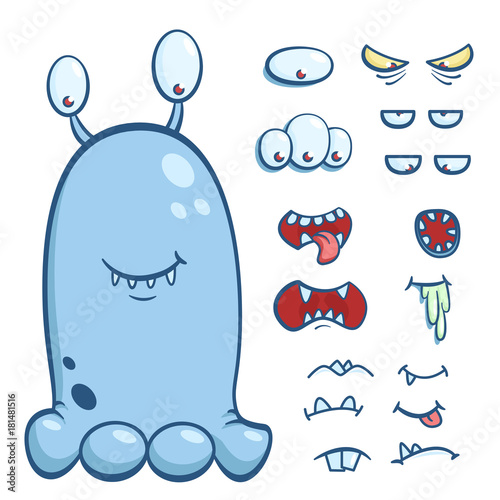 A set of elements for creating scary monsters. Vector illustration