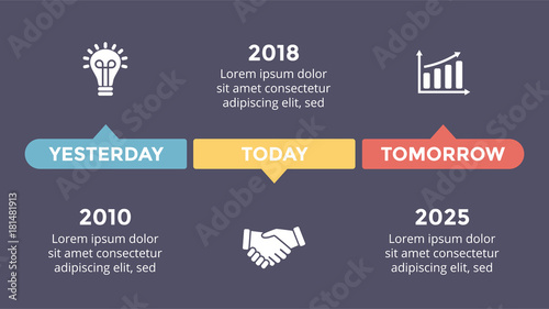 Vector metaball triangles timeline infographic, diagram chart, graph presentation. Business progress concept with 3 options, parts, steps, processes. Dark slide 16x9.