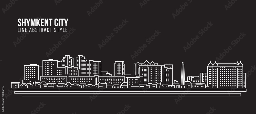 Cityscape Building Line art Vector Illustration design - Shymkent city