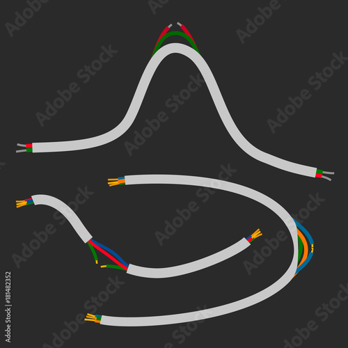 Broken wire flat vector illustration