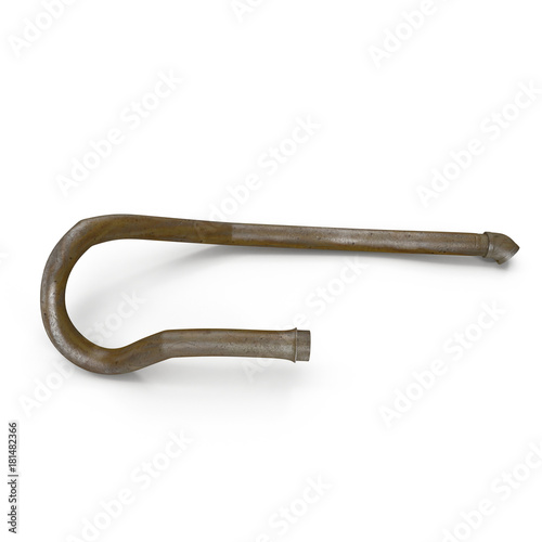 Broken old rusty steel pipe on white. 3D illustration