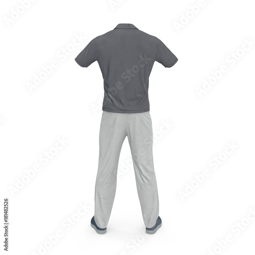Casual Man Clothes on white. Rear view. 3D illustration