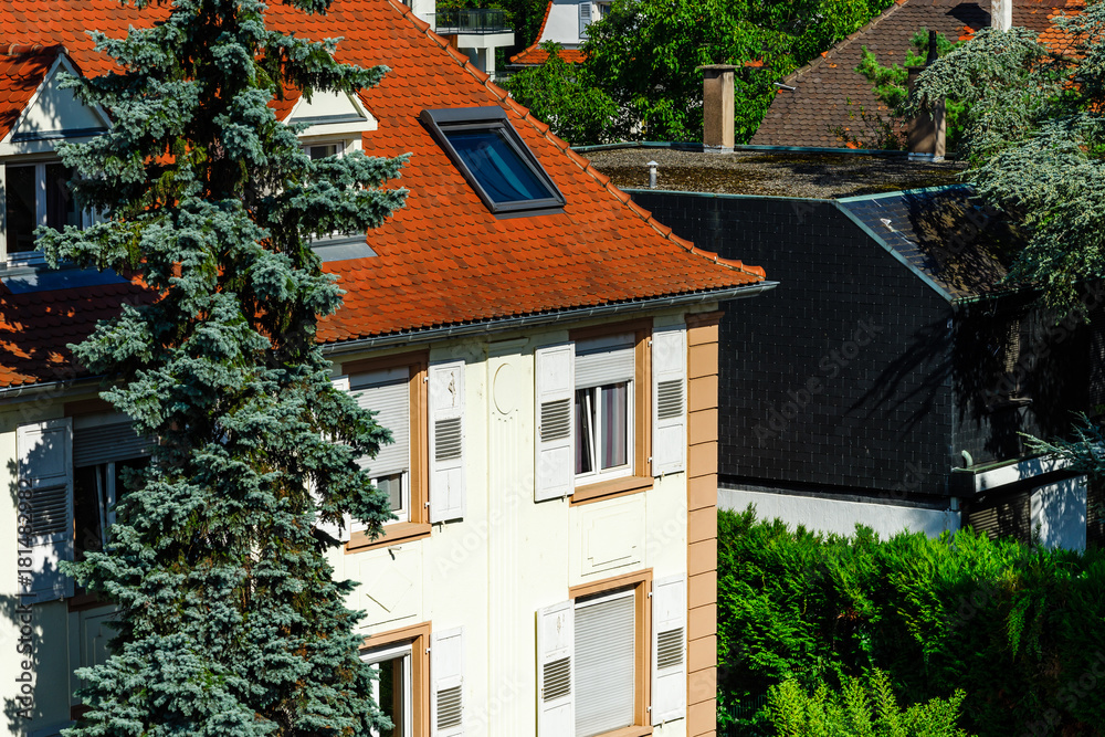 Orange tile roofs of calm old quarter in Strasbourg Orange tile roofs of calm old quarter in Strasbourg