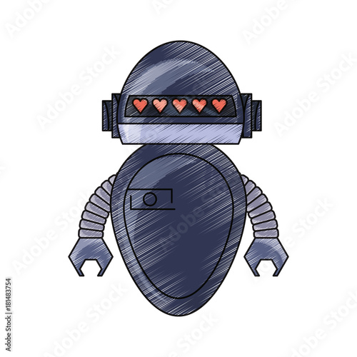 cartoon robot icon over white background colorful design vector illustration