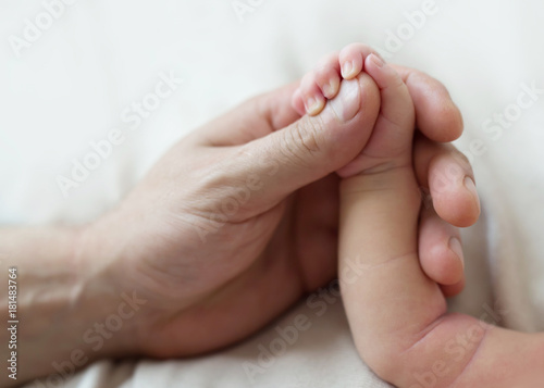  the hand of the baby in the father's father's hand 
