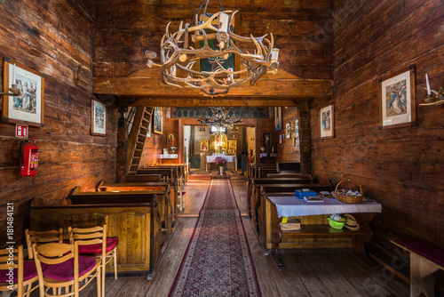 Fototapeta Naklejka Na Ścianę i Meble -  Interior of wooden Orthodox church in Smolnik,Bieszczady, Poland