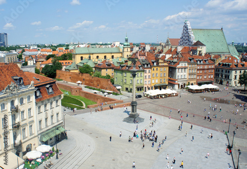 Warsaw, Poland, Aerial view of Sigismund's Column, old town