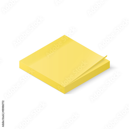Sticky paper notes stack isolated on white background. Isometric vector illustration