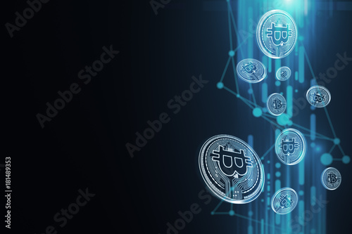 Blue bitcoin wallpaper photo